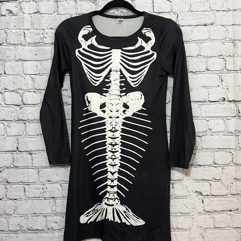 Halloween Girl's Fishbone Skeleton dress Youth size XL